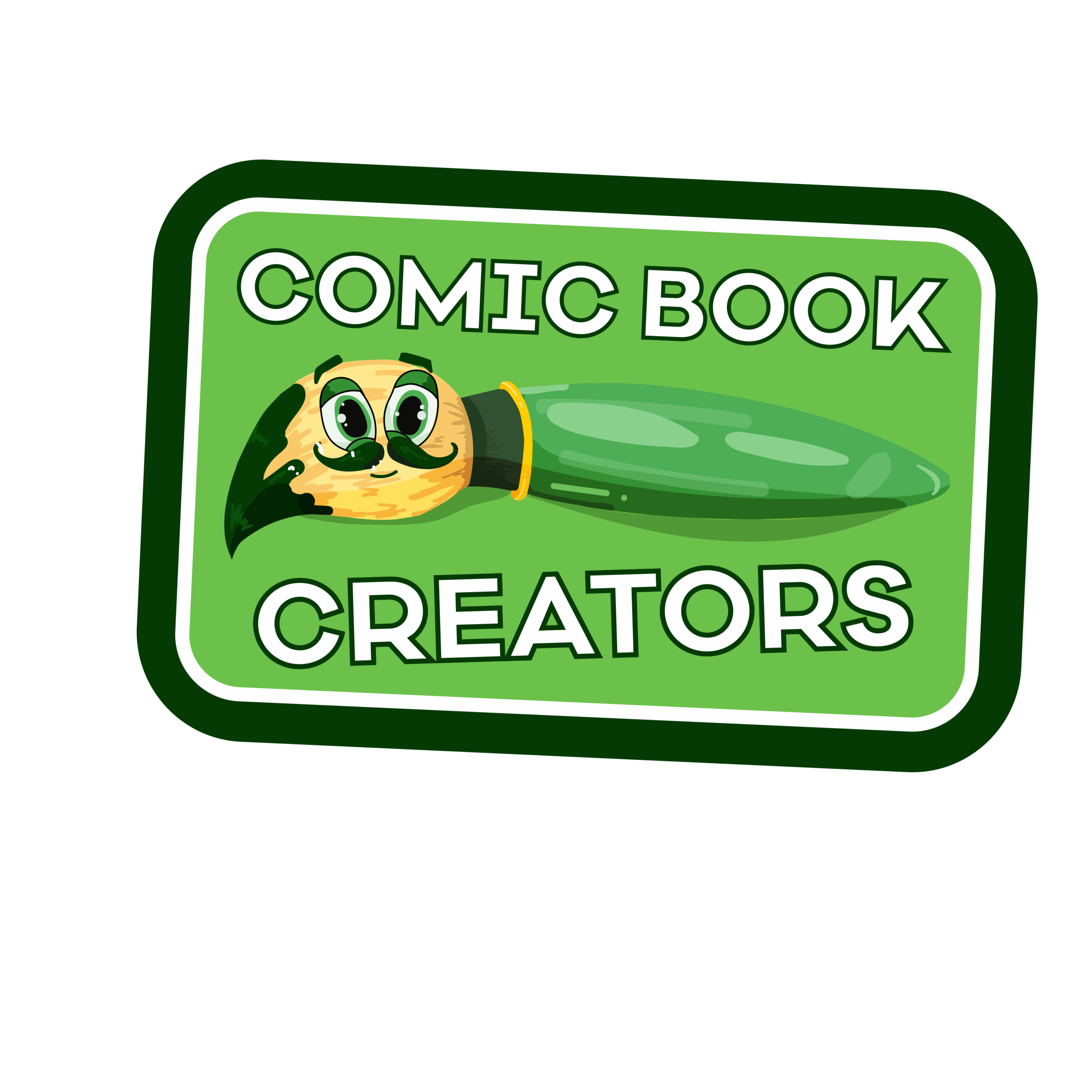 Comic book creators badge with paintbrush character