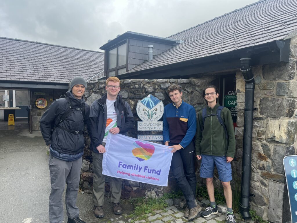 Laurence, Cormac, Max and Tom at Pen-y-Pass on the UK 3 Peaks challenge for Family Fund