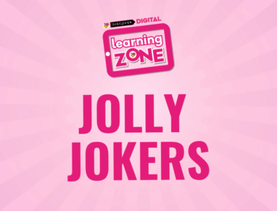 A Discover digital learning zone logo with the text jolly jokers