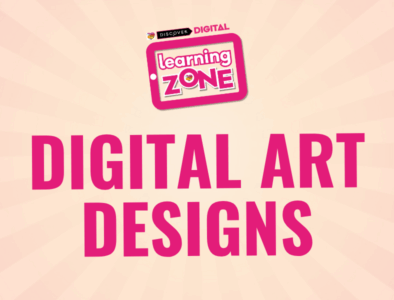 a discover digital learning zone logo with the text digital art designs