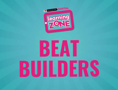 a discover digital learning zone logo with the text beat builders