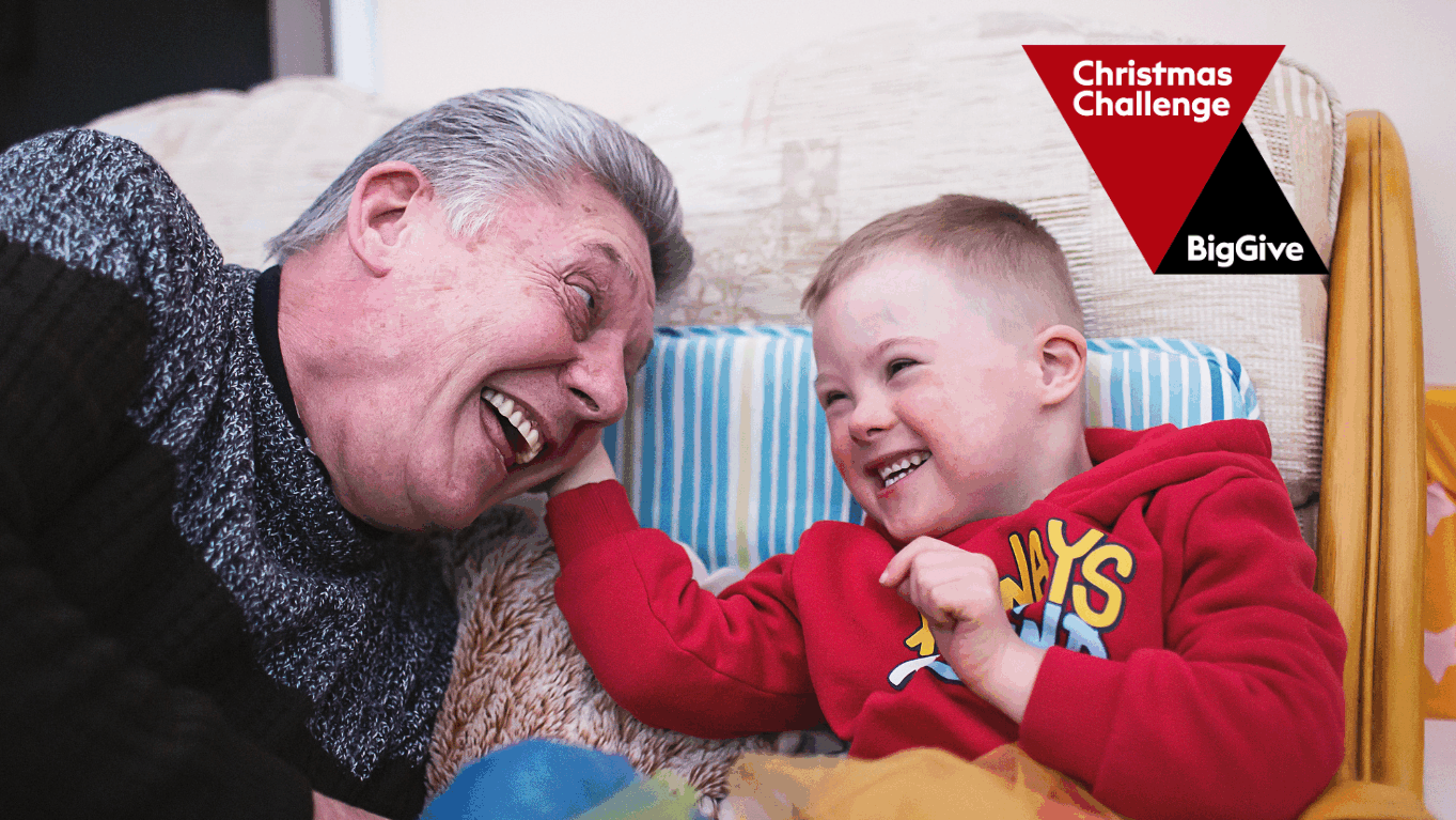 Child and grandparent with Big Give logo