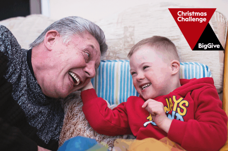 Child and grandparent with Big Give logo