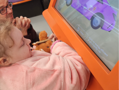 child looking at a screen