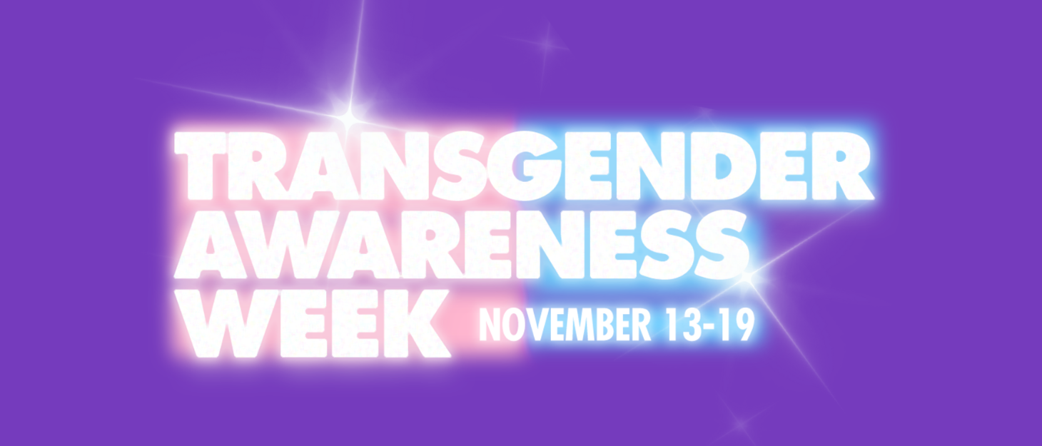 A purple background with the Transgender Awareness Week logo in the middle and dates 'November 13-29'